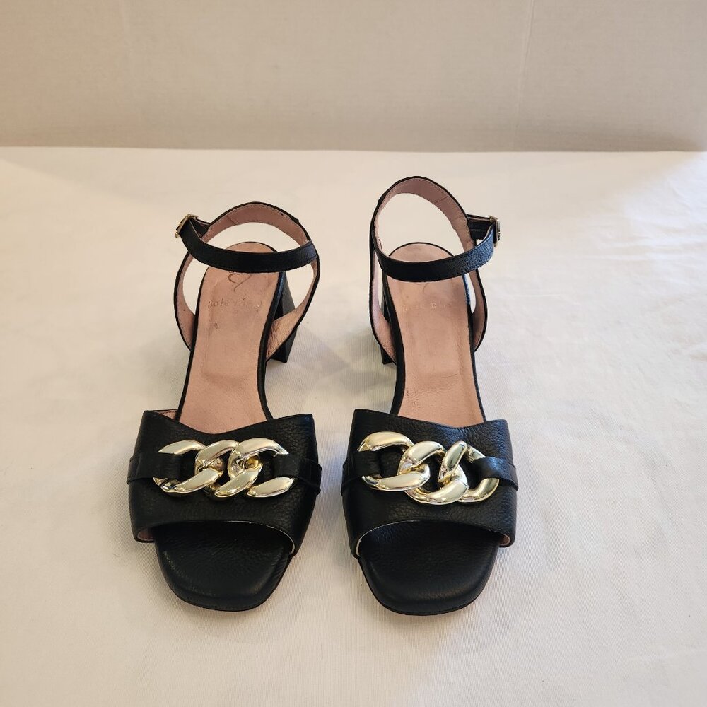 Black Block Heel Sandles (Size 40 US 9)